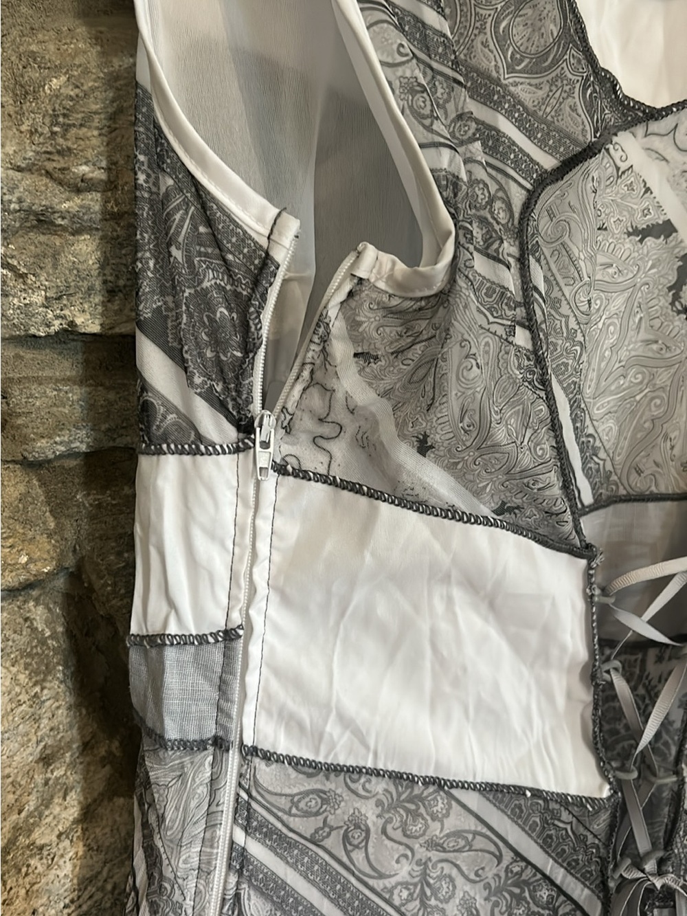 Pretty Patchwork Mixed Media Dress - Picture 8 of 14